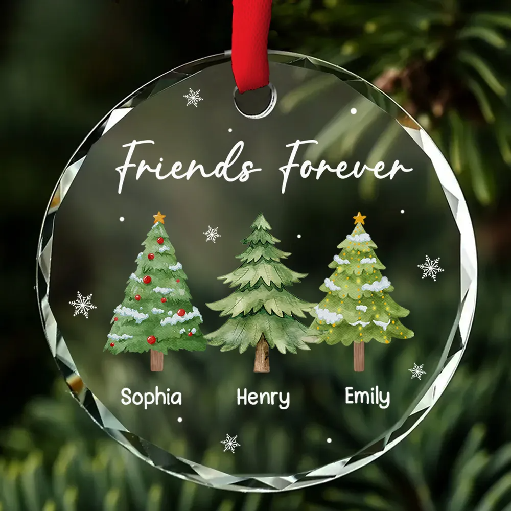 Personalized Custom Glass Ornament - Our Friendship Sparkles Every Christmas