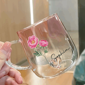 Personalized Custom Pink Gradient Glass Mug (3)