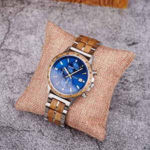 Whiskey Barrel Wood Watch American Oak Wood Handmade Classic Blue (3)