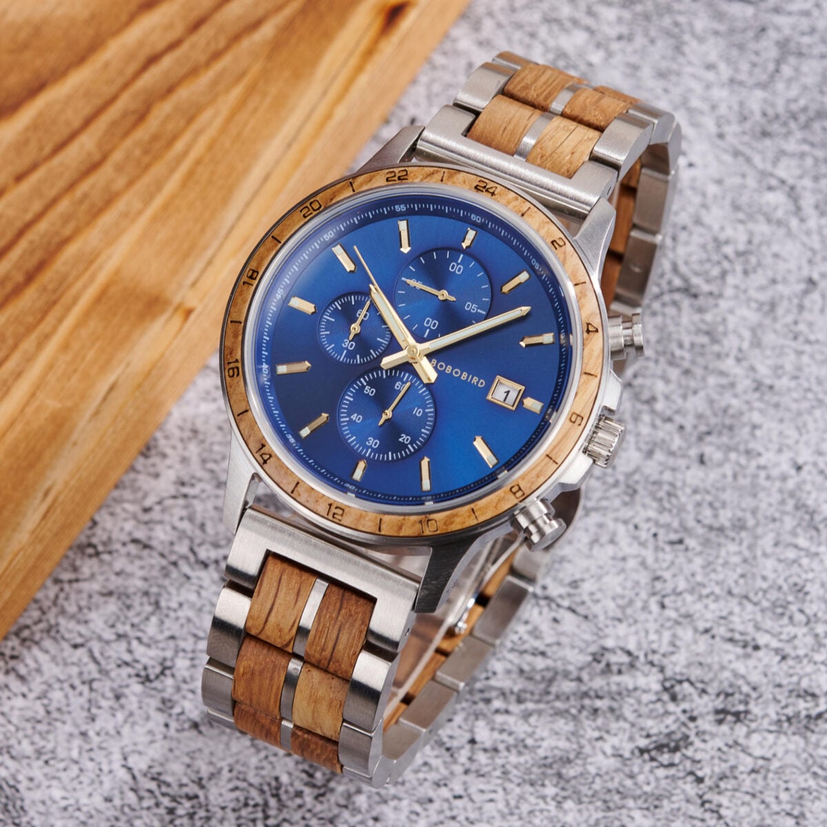 Whiskey Barrel Wood Watch American Oak Wood Handmade Classic Blue (6) Whiskey Barrel Wood Watch American Oak Wood Handmade Classic Blue (6)