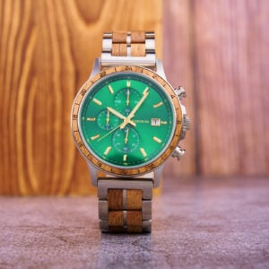 Whiskey Barrel Wood Watch American Oak Wood Handmade Classic Green (1)