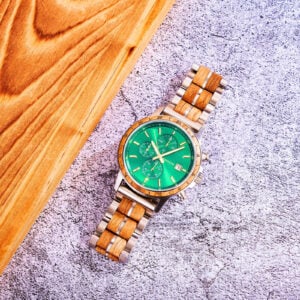 Whiskey Barrel Wood Watch American Oak Wood Handmade Classic Green (5)