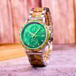 Whiskey Barrel Wood Watch American Oak Wood Handmade Classic Green 7