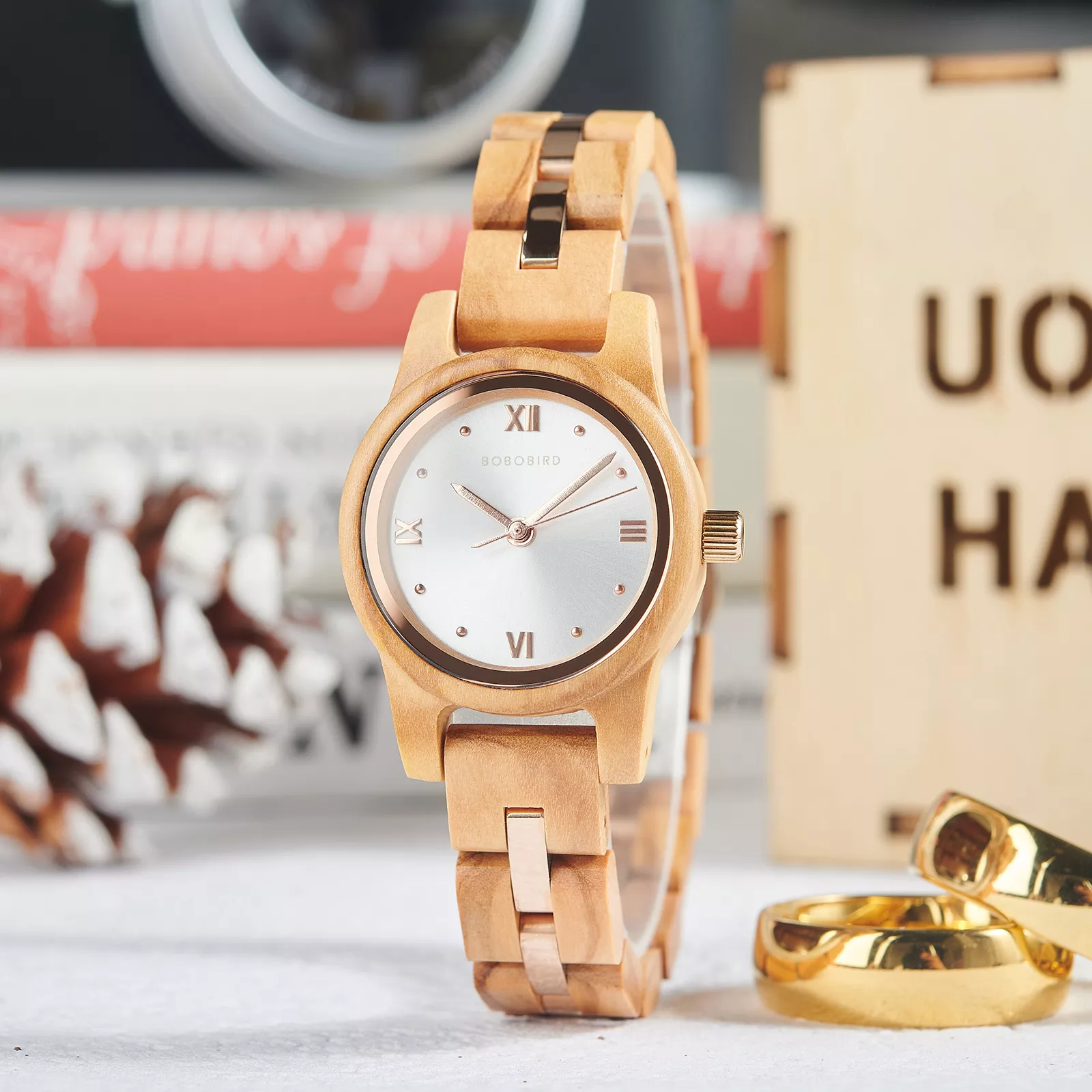 Bobo Bird Celestial Silhouettes Collection Olive Wood Watch 28MM - Zenith