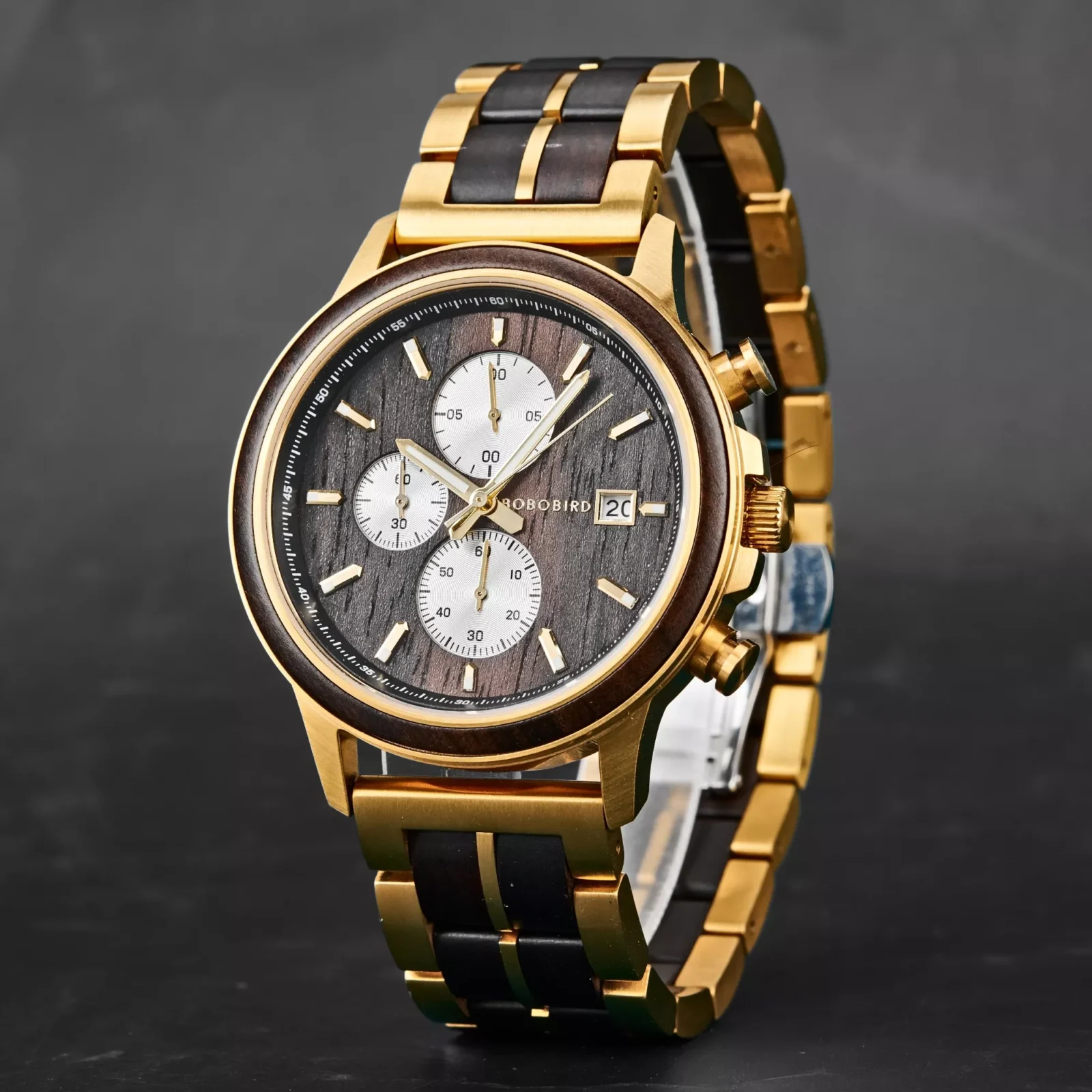 BOBO BIRD Wooden Watches for Men Canopy Ebony Gold BOBO BIRD Wooden Watches for Men Canopy Ebony Gold
