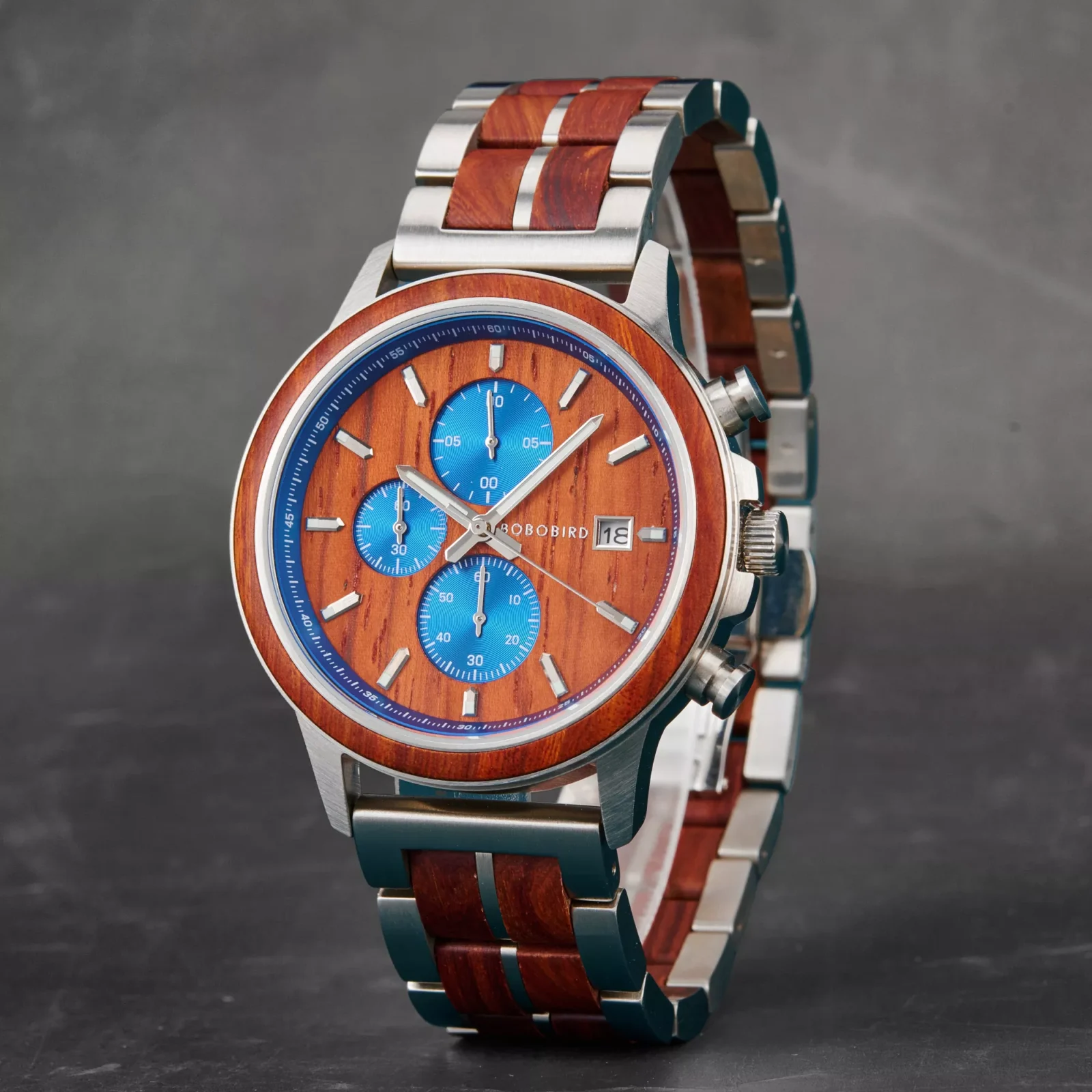 BOBO BIRD Wooden Watches for Men Canopy Padauk Blue BOBO BIRD Wooden Watches for Men Canopy Padauk Blue