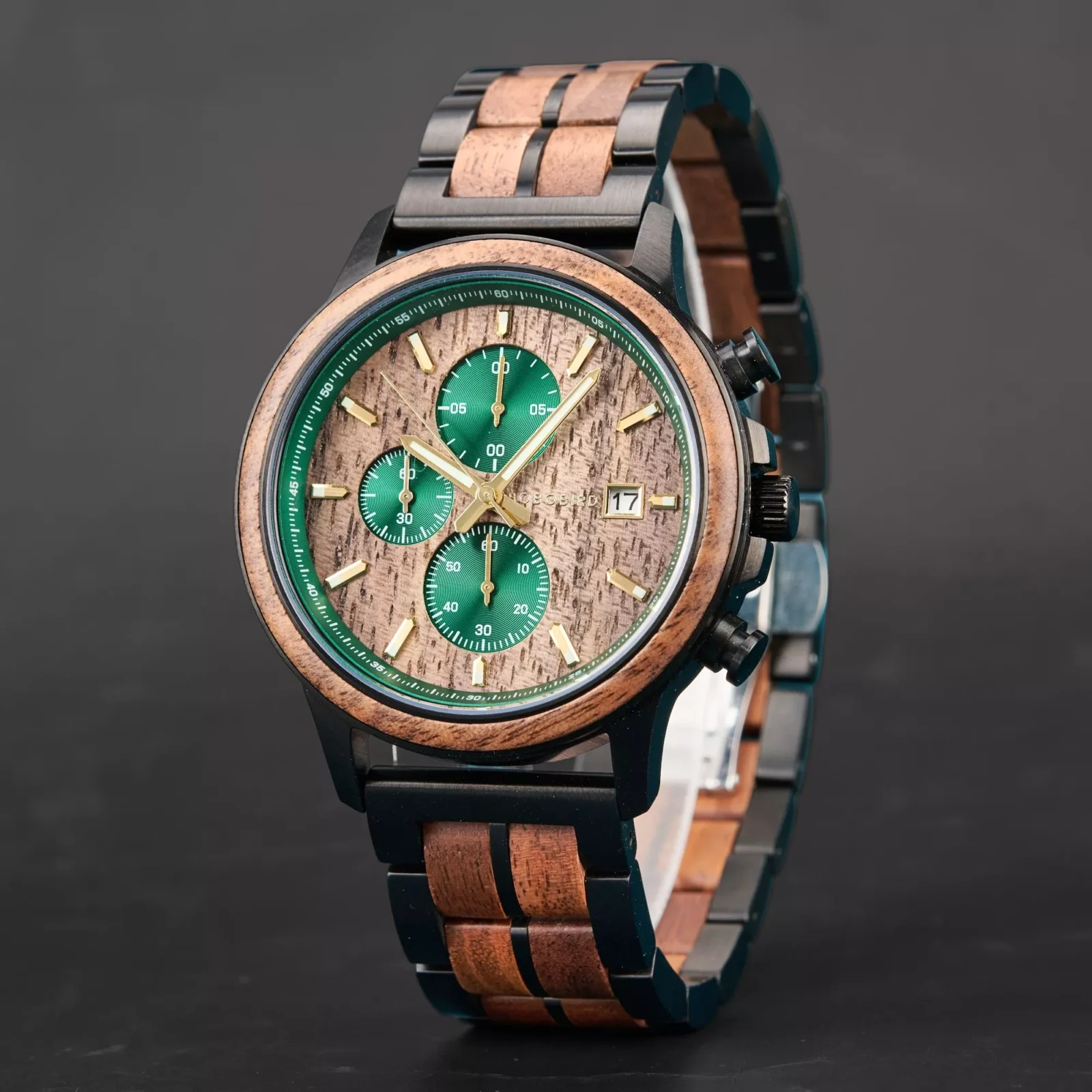 BOBO BIRD Wooden Watches for Men Canopy Walnut Green BOBO BIRD Wooden Watches for Men Canopy Walnut Green